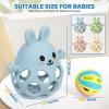 imageOrzbow Baby Teething Toys 36 Months 2 in 1 Rattle ampamp Teethers for Teething Relief Easy Grasp Teething Mittens for Babies 012 MonthsFood Grade Silicone Newborn Infant Toddler Gift Blue
