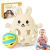 imageOrzbow Baby Teething Toys 36 Months 2 in 1 Rattle ampamp Teethers for Teething Relief Easy Grasp Teething Mittens for Babies 012 MonthsFood Grade Silicone Newborn Infant Toddler Gift CreamCream