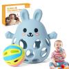 imageOrzbow Baby Teething Toys 36 Months 2 in 1 Rattle ampamp Teethers for Teething Relief Easy Grasp Teething Mittens for Babies 012 MonthsFood Grade Silicone Newborn Infant Toddler Gift Blue