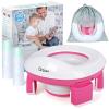 imageOrzbow Portable Travel Potty Seat for Toddlers with Splash Guard Foldable Potty Training Toilet for Boys ampamp Girls On The Go Kids Car Potty Includes Free Travel Bag and Disposable Potty Liners KhakiPink