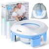 imageOrzbow Portable Travel Potty Seat for Toddlers with Splash Guard Foldable Potty Training Toilet for Boys ampamp Girls On The Go Kids Car Potty Includes Free Travel Bag and Disposable Potty Liners KhakiBlue