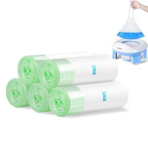imageOrzbow Portable Travel Potty Seat for Toddlers with Splash Guard Foldable Potty Training Toilet for Boys ampamp Girls On The Go Kids Car Potty Includes Free Travel Bag and Disposable Potty Liners KhakiPotty Refill Bags  100PCS