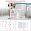 imageOrzbow 2IN1 Potty Training Toilet Seat with Step Stool for Toddler Stability Training Potty Seat for Kids Boys Girls with Splash Guard and AntiSlip Pad Adjustable Ladder ampamp Potty Seat Height GreyPink  White