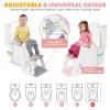 imageOrzbow 2IN1 Potty Training Toilet Seat with Step Stool for Toddler Stability Training Potty Seat for Kids Boys Girls with Splash Guard and AntiSlip Pad Adjustable Ladder ampamp Potty Seat Height GreyPink  White