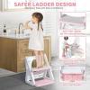 imageOrzbow 2IN1 Potty Training Toilet Seat with Step Stool for Toddler Stability Training Potty Seat for Kids Boys Girls with Splash Guard and AntiSlip Pad Adjustable Ladder ampamp Potty Seat Height GreyPink  White