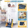 imageOrzbow 2IN1 Potty Training Toilet Seat with Step Stool for Toddler Stability Training Potty Seat for Kids Boys Girls with Splash Guard and AntiSlip Pad Adjustable Ladder ampamp Potty Seat Height GreyBlue  Yellow