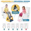 imageOrzbow 2IN1 Potty Training Toilet Seat with Step Stool for Toddler Stability Training Potty Seat for Kids Boys Girls with Splash Guard and AntiSlip Pad Adjustable Ladder ampamp Potty Seat Height GreyBlue  Yellow