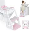imageOrzbow 2IN1 Potty Training Toilet Seat with Step Stool for Toddler Stability Training Potty Seat for Kids Boys Girls with Splash Guard and AntiSlip Pad Adjustable Ladder ampamp Potty Seat Height GreyPink  White