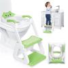 imageOrzbow 2IN1 Potty Training Toilet Seat with Step Stool for Toddler Stability Training Potty Seat for Kids Boys Girls with Splash Guard and AntiSlip Pad Adjustable Ladder ampamp Potty Seat Height GreyGreen  White