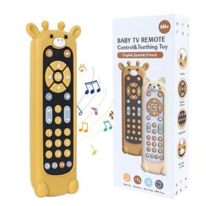 imageOrzbow Baby Remote Control Toy for 6 Months with Music TV Remote Toy with Realistic Light and Sound  English French and Spanish for Infant Play  BPA Free WhiteBlack With Teether Cover