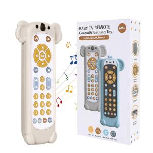 imageOrzbow Baby Remote Control Toy for 6 Months with Music TV Remote Toy with Realistic Light and Sound  English French and Spanish for Infant Play  BPA Free WhiteWhite With Teether Cover