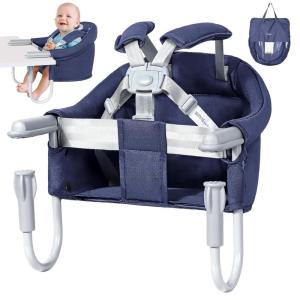 imageOrzbow Hook On High Chair Portable Table Highchair Seat for Babies ampamp Toddlers 636 Months Collapsible Clip On Counter High Chair with Carry Bag for Travel Home and Restaurant Easy Clean GrayDark Blue