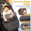 imageOrzbow Universal Footmuff for Baby Winter Warm Stroller Bunting Bag Waterproof Windproof Warm Coral Fleece Lined Toddler Stroller Sleeping Bag Light GreyBlack
