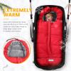 imageOrzbow Universal Stroller Bunting Bag with Extra Footmuff for Toddler Kids Warm Waterproof Stroller Blanket Winter Cover Baby Bunting Bag  Protect Babies from Cold Winds Dark GreyRed