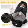 imageOrzbow Universal Stroller Bunting Bag with Extra Footmuff for Toddler Kids Warm Waterproof Stroller Blanket Winter Cover Baby Bunting Bag  Protect Babies from Cold Winds Dark GreyBlack