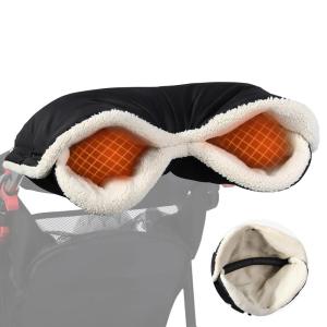 imageOrzbow Faux Sheepskin Stroller Gloves with Phone Pockets Winter Extra Thick Mittens for Baby Stroller Cozy ampamp Warm Antifreeze Hand Muff Easily Attaches to Stroller for Parents Caregivers Dark GrayBerber Fleece Lining  Black