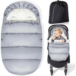 imageOrzbow Universal Footmuff for Baby Winter Warm Stroller Bunting Bag Waterproof Windproof Warm Coral Fleece Lined Toddler Stroller Sleeping Bag Light GreyLight Grey