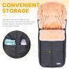 imageOrzbow Stroller Footmuff Universal  Faux Wool Baby Bunting Bag  Warm Weatherproof Adjustable Buckles  Winter Stroller Zipper Blanket Cover  Baby Sleeping Bag for Cold Weather Accessories BlackDark grey