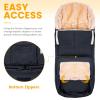 imageOrzbow Stroller Footmuff Universal  Faux Wool Baby Bunting Bag  Warm Weatherproof Adjustable Buckles  Winter Stroller Zipper Blanket Cover  Baby Sleeping Bag for Cold Weather Accessories BlackBlack