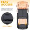imageOrzbow Stroller Footmuff Universal  Faux Wool Baby Bunting Bag  Warm Weatherproof Adjustable Buckles  Winter Stroller Zipper Blanket Cover  Baby Sleeping Bag for Cold Weather Accessories BlackDark grey