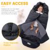 imageOrzbow Universal Footmuff for Baby Winter Warm Stroller Bunting Bag Waterproof Windproof Warm Coral Fleece Lined Toddler Sleeping Bag Light GreyBlack