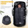 imageOrzbow Universal Footmuff for Baby Winter Warm Stroller Bunting Bag Waterproof Windproof Warm Coral Fleece Lined Toddler Sleeping Bag Light GreyBlack