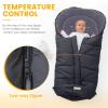 imageOrzbow Universal Footmuff for Baby Winter Warm Stroller Bunting Bag Waterproof Windproof Warm Coral Fleece Lined Toddler Sleeping Bag Light GreyBlack