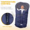 imageOrzbow Universal Footmuff for Baby Winter Warm Stroller Bunting Bag Waterproof Windproof Warm Coral Fleece Lined Toddler Sleeping Bag Light GreyBlue