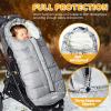 imageOrzbow Universal Footmuff for Baby Winter Warm Stroller Bunting Bag Waterproof Windproof Warm Coral Fleece Lined Toddler Sleeping Bag Light GreyLight Grey