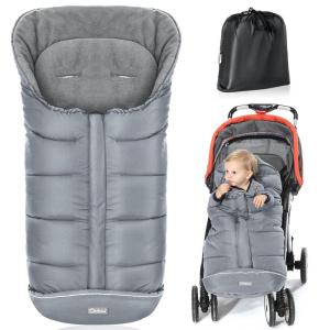 imageOrzbow Universal Footmuff for Baby Winter Warm Stroller Bunting Bag Waterproof Windproof Warm Coral Fleece Lined Toddler Sleeping Bag Light GreyGrey