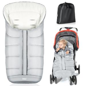 imageOrzbow Universal Footmuff for Baby Winter Warm Stroller Bunting Bag Waterproof Windproof Warm Coral Fleece Lined Toddler Sleeping Bag Light GreyLight Grey