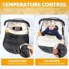 imageOrzbow Car Seat Covers for Babies Winter Universal Baby Car Seat Cover with Adjustable Collar Waterproof Carseat Cover with Zipper Warm Coral Fleece Detachable and Machine Washable BlackDark Gray