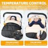 imageOrzbow Faux Sheepskin Winter Car Seat Cover for Babies Water Repellent Bunting Bag for Car Seats ampamp Strollers Warm and Cozy Carseat Footmuff to Protect Baby from Cold Wind Machine Washable GrayBerber Fleece Lining  Black