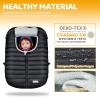 imageOrzbow Winter Car Seat Cover  Baby Car Seat Cocoon Cover for Boys ampamp Girls Warm Carseat Canopy Cover to Protect Baby from Wind Rain ampamp Snow Waterproof Universal Fit for Infant Car Seat GreyBlack