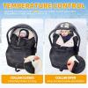 imageOrzbow Winter Car Seat Cover for Babies Universal Baby Car Seat Bunting Bag with Adjustable Collar Waterproof Carseat Cover with Zipper Warm Berber Fleece Detachable and Machine Washable BlackBlack
