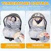 imageOrzbow Winter Car Seat Cover for Babies Universal Baby Car Seat Bunting Bag with Adjustable Collar Waterproof Carseat Cover with Zipper Warm Berber Fleece Detachable and Machine Washable BlackLight Grey