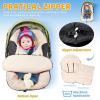 imageOrzbow Winter Car Seat Cover for Babies Universal Baby Car Seat Bunting Bag with Adjustable Collar Waterproof Carseat Cover with Zipper Warm Berber Fleece Detachable and Machine Washable BlackDark Grey