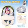 imageOrzbow Winter Car Seat Cover for Babies Universal Baby Car Seat Bunting Bag with Adjustable Collar Waterproof Carseat Cover with Zipper Warm Berber Fleece Detachable and Machine Washable BlackLight Grey