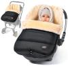 imageOrzbow Faux Sheepskin Winter Car Seat Cover for Babies Water Repellent Bunting Bag for Car Seats ampamp Strollers Warm and Cozy Carseat Footmuff to Protect Baby from Cold Wind Machine Washable GrayBlackFaux Sheepskin Lining