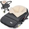 imageOrzbow Winter Car Seat Cover for Babies Universal Baby Car Seat Bunting Bag with Adjustable Collar Waterproof Carseat Cover with Zipper Warm Berber Fleece Detachable and Machine Washable BlackDark Grey