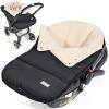 imageOrzbow Winter Car Seat Cover for Babies Universal Baby Car Seat Bunting Bag with Adjustable Collar Waterproof Carseat Cover with Zipper Warm Berber Fleece Detachable and Machine Washable BlackBlack