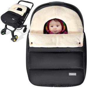 imageOrzbow Car Seat Covers for Babies Winter Universal Baby Car Seat Cover with Adjustable Collar Waterproof Carseat Cover with Zipper Warm Coral Fleece Detachable and Machine Washable BlackBlack
