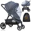 imageOrzbow Universal Mosquito Net for Stroller Baby Bug Net with TwoWay Zippers ampamp Storage Bag Breathable ampamp Foldable Mosquito Nets for Strollers Car Seat Bassinet Cradle Portable Mini Crib BlackStroller Net Cover  Dark Grey