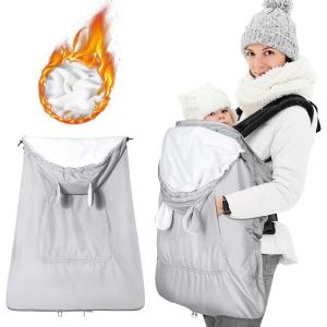 imageOrzbow AllSeason Baby Carrier Cover  Universal Waterproof ampamp Windproof Infant Carrier Cover with Rain and Sun Hood Baby Wearing Sling Cover with Pockets for All Season Grey RabbitLight Grey
