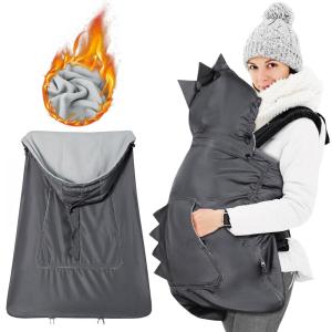 imageOrzbow AllSeason Baby Carrier Cover  Universal Waterproof ampamp Windproof Infant Carrier Cover with Rain and Sun Hood Baby Wearing Sling Cover with Pockets for All Season Grey RabbitDark Grey