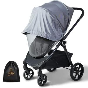 imageOrzbow Universal Mosquito Net for Stroller Baby Bug Net with TwoWay Zippers ampamp Storage Bag Breathable ampamp Foldable Mosquito Nets for Strollers Car Seat Bassinet Cradle Portable Mini Crib BlackStroller Net Shade Cover  Grey
