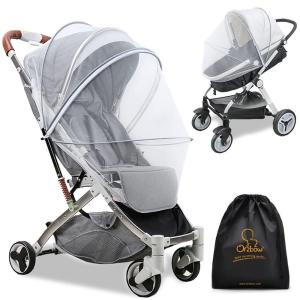 imageOrzbow Universal Mosquito Net for Stroller Baby Bug Net with TwoWay Zippers ampamp Storage Bag Breathable ampamp Foldable Mosquito Nets for Strollers Car Seat Bassinet Cradle Portable Mini Crib BlackStroller Net Cover  Grey