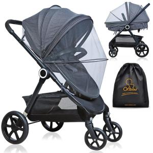 imageOrzbow Universal Mosquito Net for Stroller Baby Bug Net with TwoWay Zippers ampamp Storage Bag Breathable ampamp Foldable Mosquito Nets for Strollers Car Seat Bassinet Cradle Portable Mini Crib BlackStroller Net Cover  Dark Grey