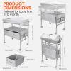 imageOrzbow Baby Changing Table with Nightlight Foldable Diaper Table Waterproof Diaper Changing Station with Safety Belt 4Level Height Adjustable and 2 Drawers Mobile Nursery for Infant and Newborn