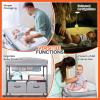 imageOrzbow Baby Changing Table with Nightlight Foldable Diaper Table Waterproof Diaper Changing Station with Safety Belt 4Level Height Adjustable and 2 Drawers Mobile Nursery for Infant and Newborn